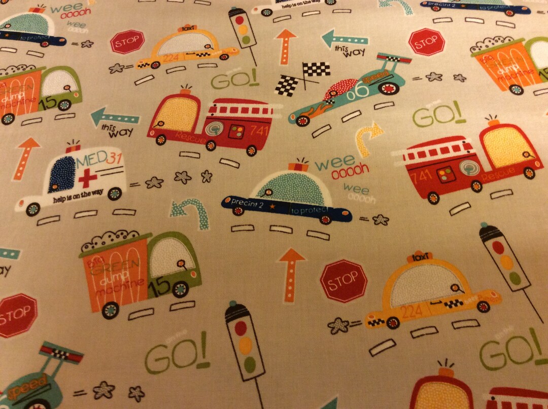 Boys Fabric / Trucks / Fire Engines / Ambulance / Police Car / on Our