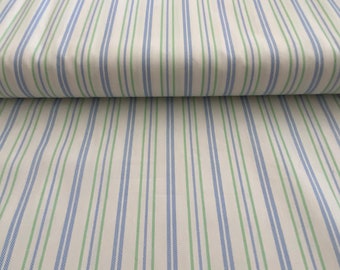 Green and Blue Striped fabric / 100% Cotton / Broadcloth / 60" wide / Nashville Cotton