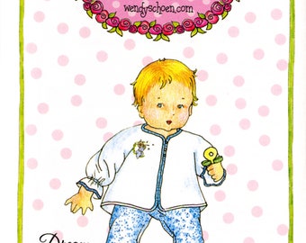 Baby Pattern / Topper and Matching Pull-On Bootie Pants / Boys & Girls Patterns /Dream Baby / Embroidery/ Petite Poche / Wendy Schoen