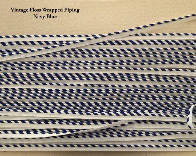 Navy Blue Floss Wrapped Mini Piping  / Vintage Piping / Piping for Childrens Clothes / Mini-Piping /  Doll Clothes / Cording 1/8"