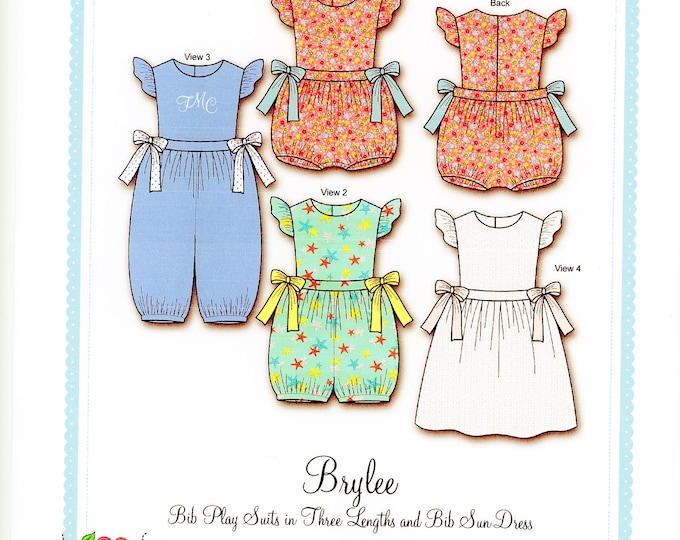 Bib Play Suits in 3 Length / Bubble Pattern / Bib Sun Dress/ Jumper / Angel Sleeves / Back Buttons / Bonnie Blue / Brylee