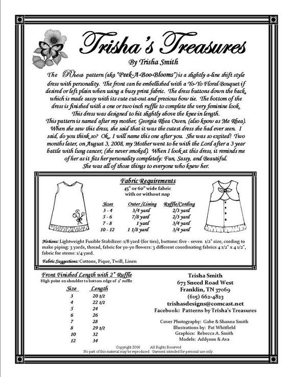 Rhea Pattern Sundress Pattern Peek A Boo Blooms A Line Etsy