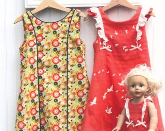 Skipper is a Dress or Tunic with Leggings and Doll Dress by Olive Ann Designs