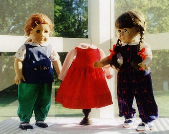 Doll Pattern's / 18" Doll / Jumper / Jumpsuit / Blouses / Paint Smock / Back to School Patterns / by Carol Clements