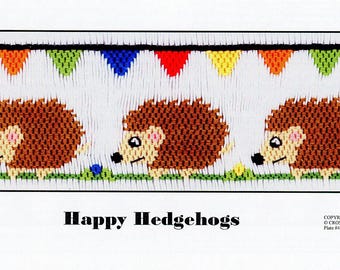 Easter Smocking Plates / Picture Smocking / Happy Hedgehogs /  Square yoke / Smocked  Dress /  / CEC Smocking Plates /466