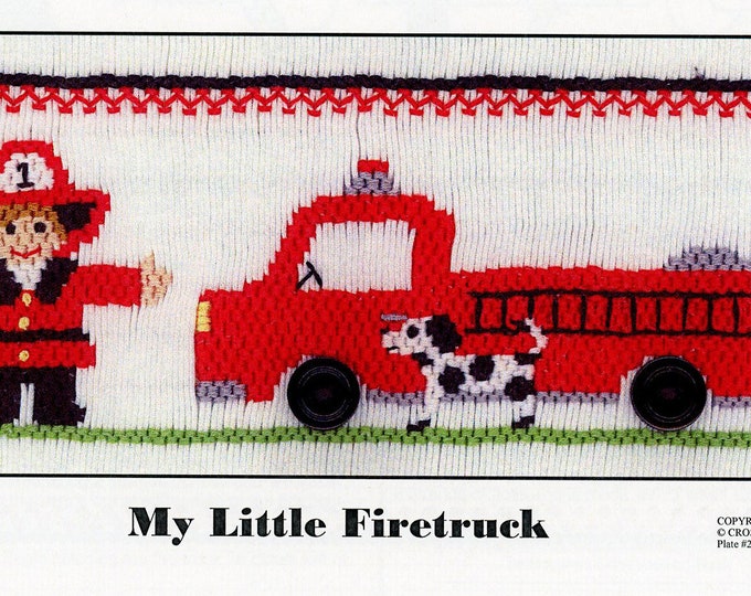 Smocking Plates / Smocking /Smocked Dress / Firetruck / Fireman / Smocked Romper / Square Yoke/ Boys / JonJon/ CrossEyed Cricket