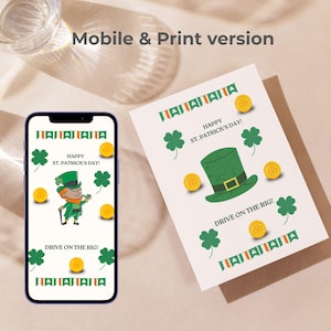 St. Patrick's Day Card & Telefon Hintergrund - Bearbeitbare Canva Vorlage (Digitaler Download)