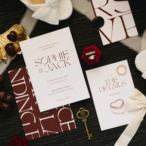 Sophie Wedding Suite Template | Moody Wedding Invitation | Unique | Fall Winter Invitations | Modern Wedding Trendy Template Printable