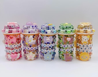 Frasco de pastillas deslumbrante, personalizado y a medida, cubierto de joyas, dijes de cabujón, kawaii, con joyas de diamantes de imitación, regalo para ella, pastillas relajantes