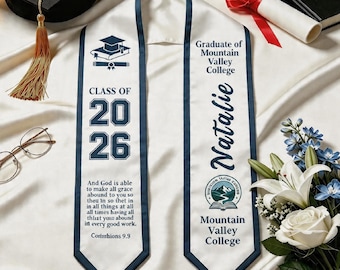 Custom Graduation Stole:Personalized Print Sash With Name Logo,Grad Gifts,Class Of 2026