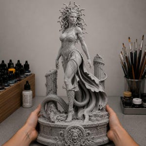 Gorgonstaty STL – 3D-utskrivbar Medusa-mytologisk skulptur – Digital STL-FIL för antikens grekiska monsterkonst