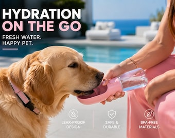 Tragbare Hundewasserflasche, auslaufsicherer Haustierspender, Reise- Trinknapf