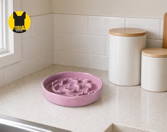 Ceramiczna miska do powolnego jedzenia | Miska do karmienia w kształcie kwiatka | Podwyższona konstrukcja zapobiegająca rozlewaniu | Miska do kontrolowania porcji dla kotów i psów