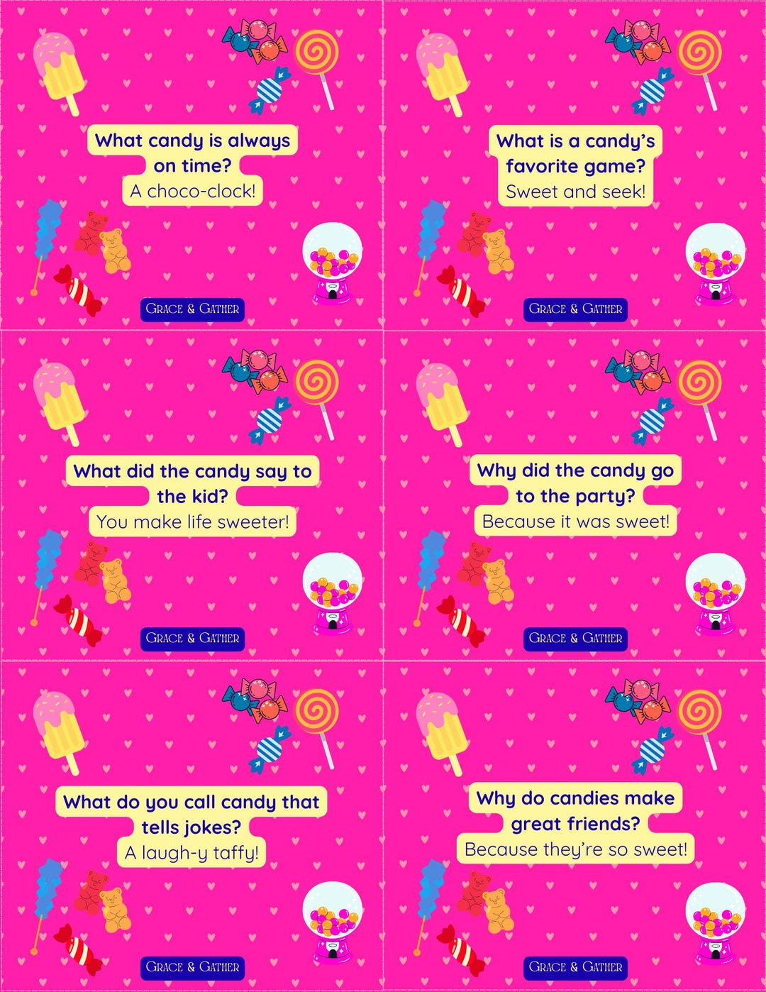 Candy Theme Lunchbox Jokes for Kids, Printable Notes (instant Download ...