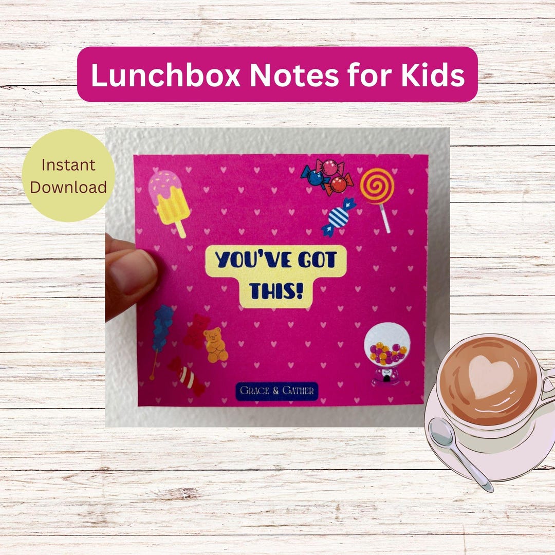 Candy Themed Lunchbox Notes for Kids, Printable Encouragement Cards ...