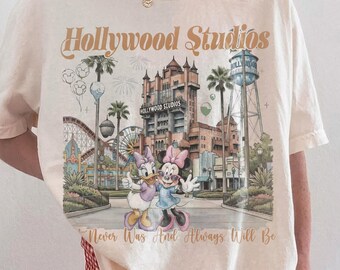 Chemise rétro Minnie Daisy Hollywood Studios Comfort Colors®, t-shirt fantastique Disney Tower Of Terror, t-shirt WDW Family assorti, chemise voyage Disney