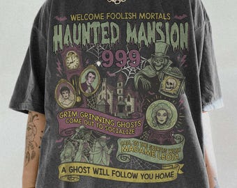 Retro Welcome Foolish Mortals Haunted Mansion Shirt, Disney Grim Grinning Ghosts Halloween Tee, Hitchhiking Ghosts Tee, WDW Halloween Shirts