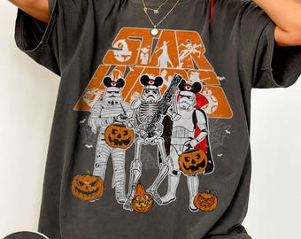 Camiseta de Halloween de Star Wars de Retro Comfort Colors, Camiseta vintage de esqueleto de Star Wars, Camiseta de Halloween de Disney, Camiseta para la fiesta de Halloween de Disney 2026