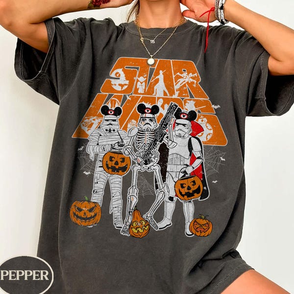 Retro Comfort Colors Star Wars Halloween Shirt, Vintage Star Wars Skeleton Tee, Disney Halloween Shirt, Disney Halloween Party 2026 Tee