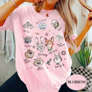 Comfort Colors Disney Zootopia Characters Signature sketch Shirt, Judy Hopps Nick Wilde Zotropolis Family Matching Tees, Disneyland Trip Tee image 4
