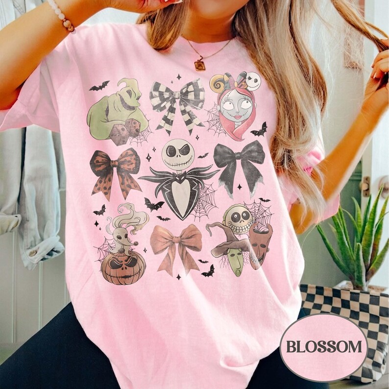 Comfort Colors® Retro Coquette Nightmare Before Christmas Shirt, Vintage Jack Skellington Halloween Tee, Disneyland Halloween Party Tee image 5