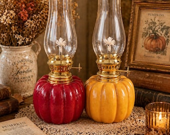 Vintage Glass Oil Lamp: Retro Kerosene Lantern for Ambient Light Home Decor