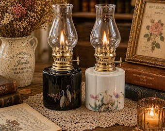 Vintage Glass Oil Lamp: Retro Kerosene Lantern for Ambient Light Home Decor