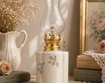 Vintage Glass Oil Lamp: Retro Kerosene Lantern for Cozy Ambient Light Home Decor