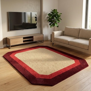 Tappeto geometrico astratto annodato a mano, tappeto a pelo lungo colorato, 9 x 12 piedi