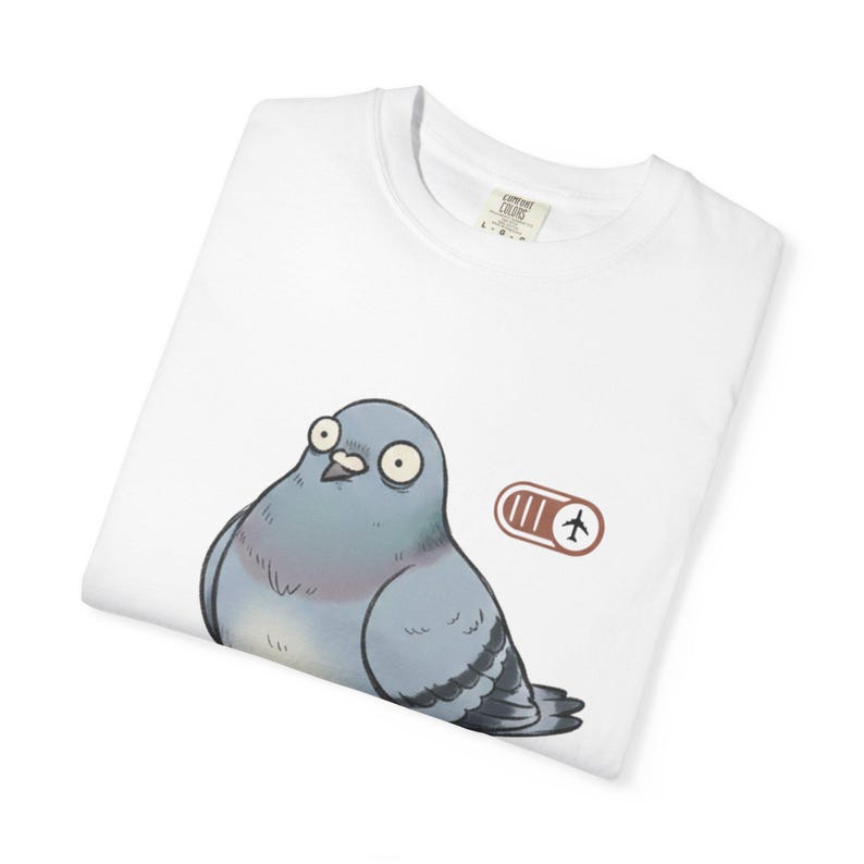 Socially Awkward Pigeon Shirt | I'm Not Shy I'm Just On Airplane Mode | Funny Introvert Gift | Quirky Derpy Bird | Wholesome Bird Lover Tee image 3