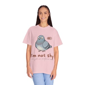 Socially Awkward Pigeon Shirt | I'm Not Shy I'm Just On Airplane Mode | Funny Introvert Gift | Quirky Derpy Bird | Wholesome Bird Lover Tee image 9