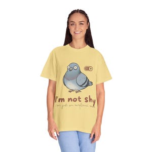 Socially Awkward Pigeon Shirt | I'm Not Shy I'm Just On Airplane Mode | Funny Introvert Gift | Quirky Derpy Bird | Wholesome Bird Lover Tee image 10