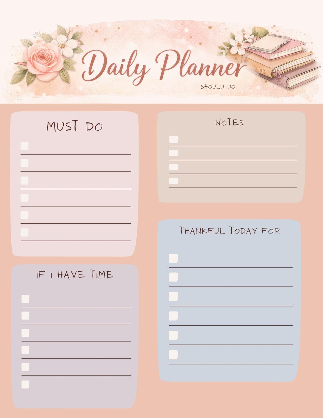 Daily Planner: Prioritize Tasks, Notes, Gratitude – Organized Peace of ...