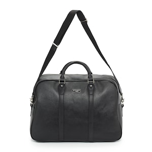 Bolsa de viaje ROL 004 de piel auténtica – Bolsa de fin de semana de 50 cm, equipaje de mano resistente al agua (negra)