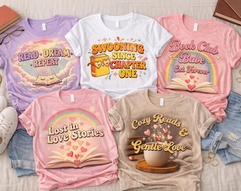 Paquete de imágenes PNG para amantes de los libros acogedores: diseños de historias de amor y lectura (archivo ZIP instantáneo)