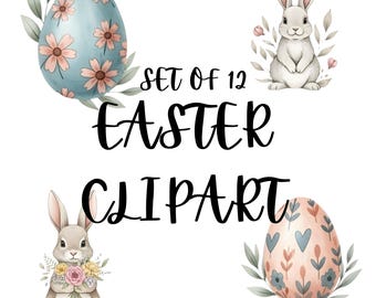 Paquete de imágenes prediseñadas PNG de Pascua / Conejito, flores y elementos primaverales