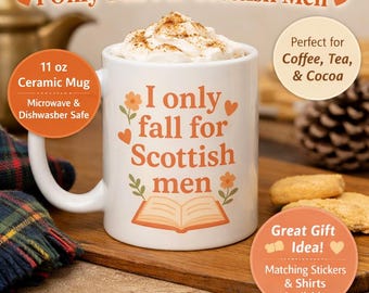 Pegatina de vinilo "Solo me enamoro de los escoceses" • Pegatina estética impermeable para portátiles y agendas • Pegatina romántica literaria