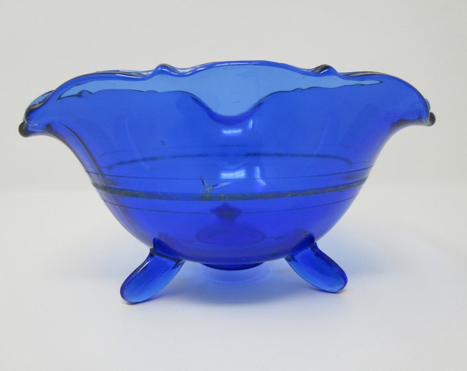 Blue Depression Glass Candy Dish - Etsy