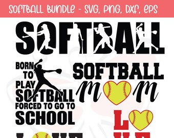 Softball Bundle - digital files, Softball Mom, Softball, instant download art, silhouette cricut iron transfer vector svg png dxf eps