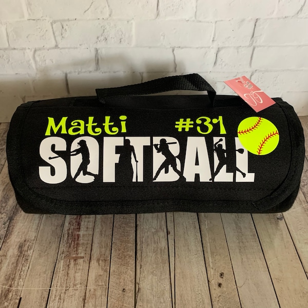 Customizable Softball Fleece Roll Up Blanket. Several Colors Available, Personalize for player, coach or team.