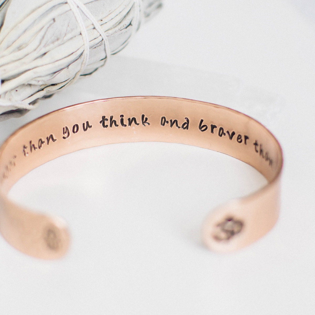 You're stronger than you think. Inspirational bracelet. Om Etsy
