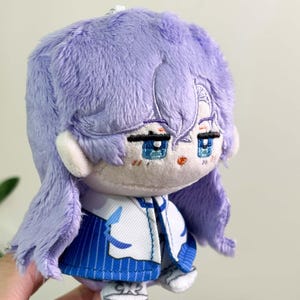 Elegant Wuthering Waves Canterella Sitting Plush Charm, Pastel Purple Mini Backpack Key Doll, Gentle Fan Commemorative Gift