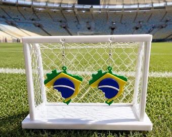 Brazil Map Flag Earrings World Cup
