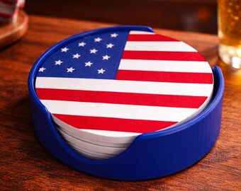 Custom World Cup Country Flags Coaster Kit With Coaster Holders - Set of 4