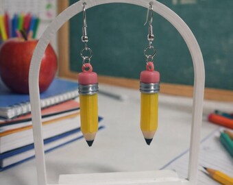 Miniature Pencil Earrings: School-Inspired Teacher Student Jewelry