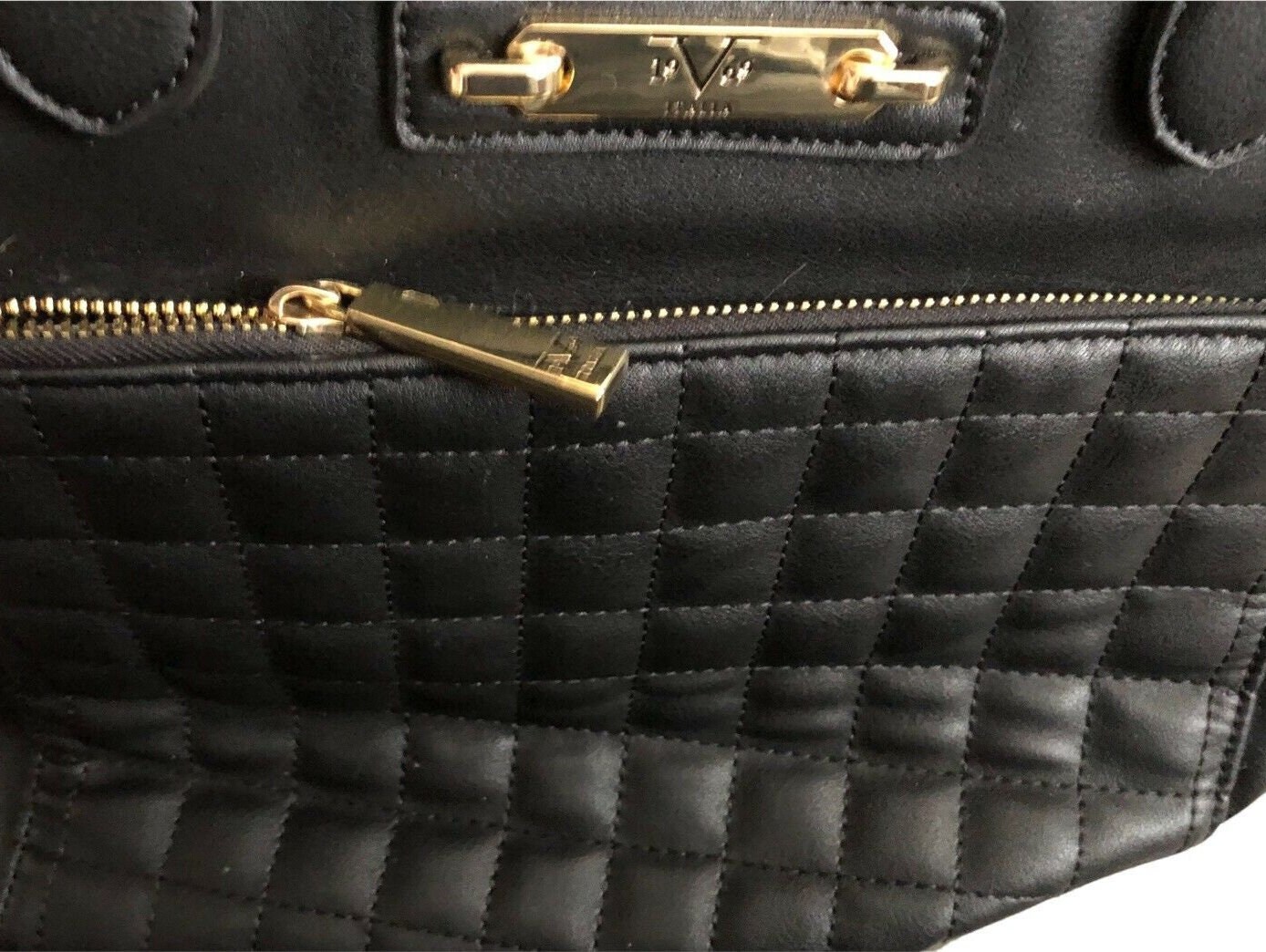 Versace 19v69 Abbigliamento Sportivo SRL Milano Italia Black Embossed  Checkered Satchel/handbag/tote 