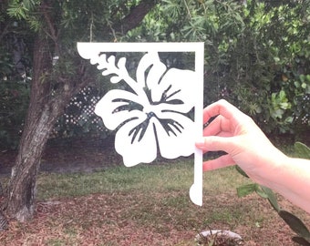 Mailbox Bracket - Hibiscus Small 7x9 inch, Custom Mailbox, Coastal, Tropical, Bracket, Outdoor Decor, Mailbox & Post Not Included