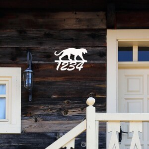 Hausnummer Schild, Panther, Adresse, Adressschild, Adressschild, Individuell, Personalisiertes Schild, Einweihungsparty Geschenk, Küste, Tropisch, Outdoor