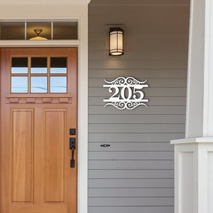 House Number Plaque - Number Flourish, Address Plaque, Custom, Personalized, Housewarming Gift, Outdoor Decor, Ships Free To Mainland USA