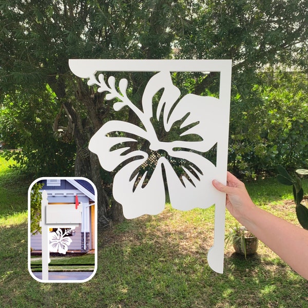Hibiscus Mailbox Bracket - Large 16x21, Coastal Tropical Decor